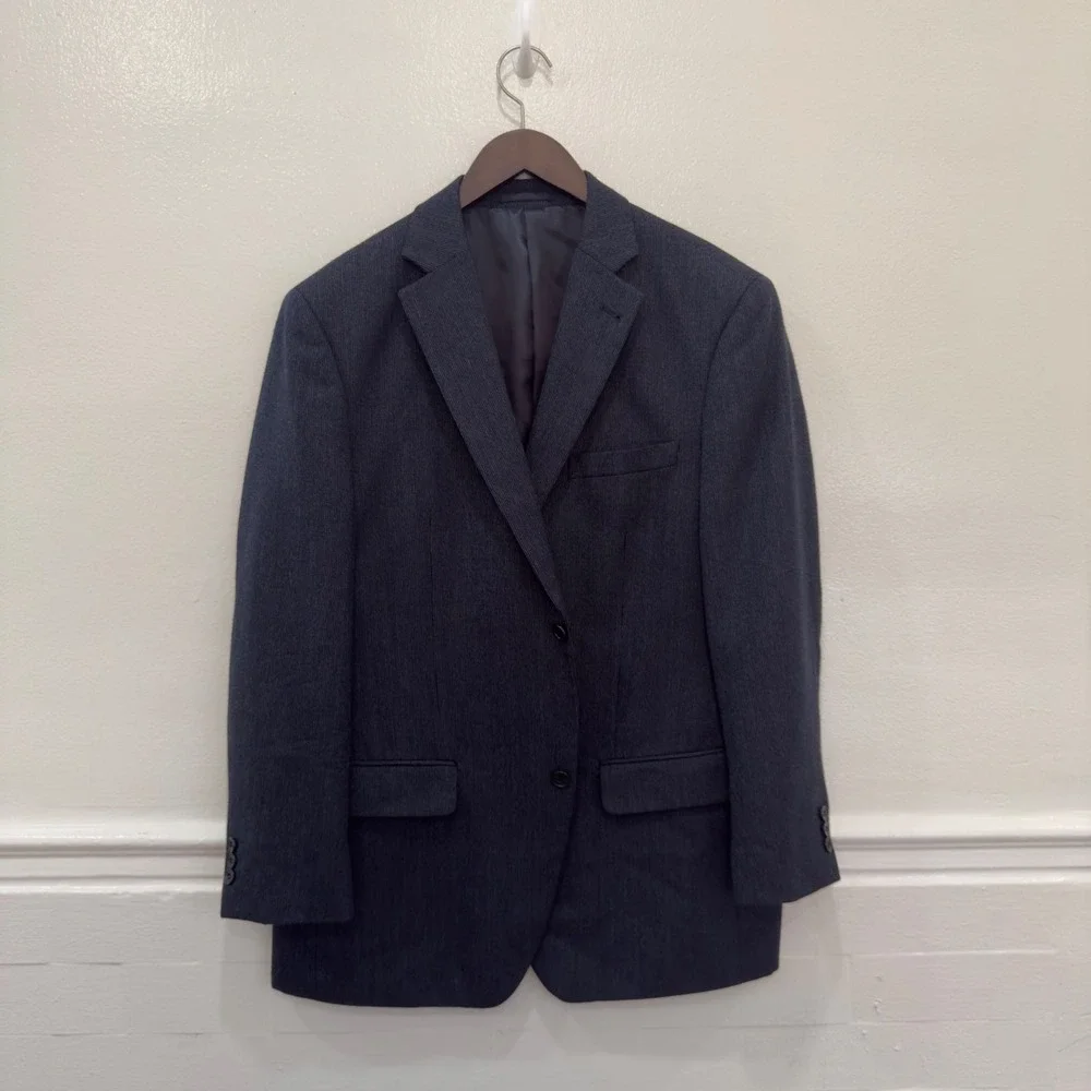 Stafford Blazer Men 42R Black Excellent Worsted Wool 2-Button Sport Coat